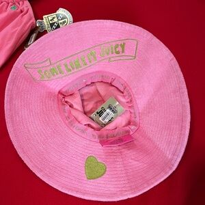 Vintage JUICY COUTURE Terry Wide Brim Beach Floppy Sun Hat NWT Pink Green RARE!